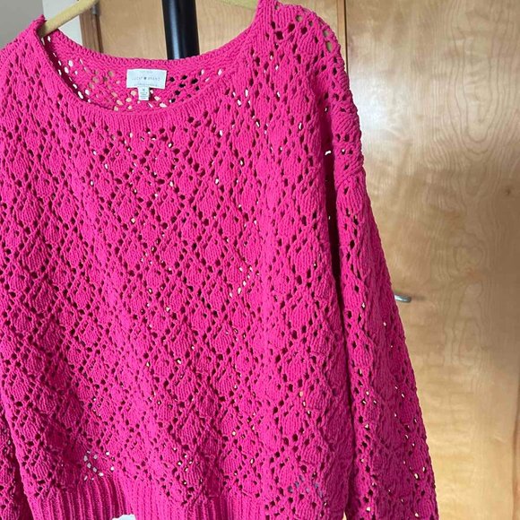 Lucky Brand Fuchsia Pink eyelet sweater - Picture 4 of 4